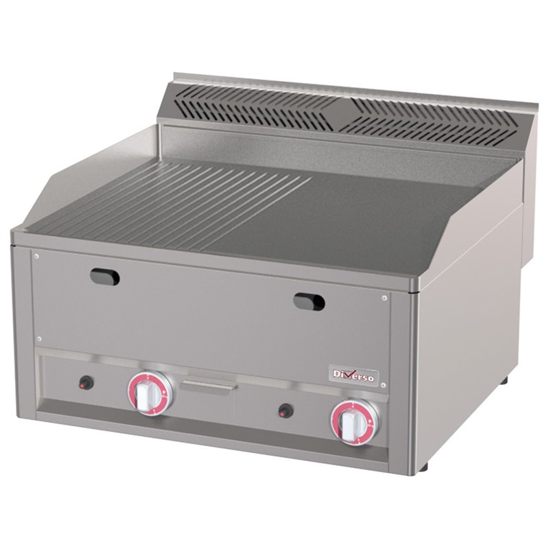 Plaque de cuisson double, 1/2 lisse 1/2 rainur&eacute;e, gaz, -Top- - Diamond - WR-GPMD-25