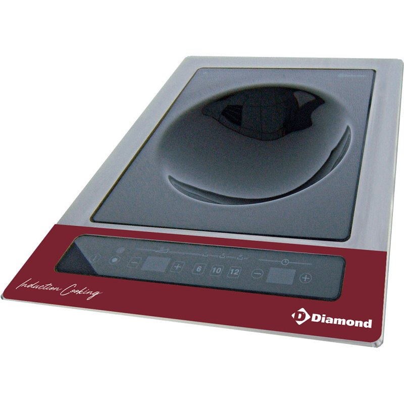 Plaque &agrave; induction "wok-encastrable" 6 kW-TRI, touches tactiles - Diamond - WOKI-60IP/TR-SH/R