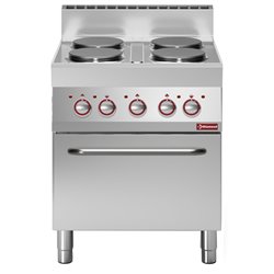 Fourneau 4 plaques &eacute;lectriques rondes, four GN 1/1 &agrave; convection - Diamond - E65/4PFV7-N