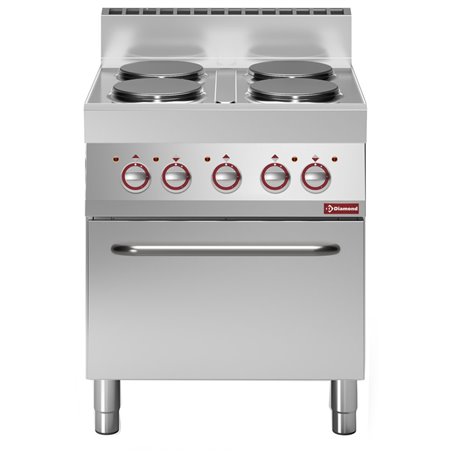 Fourneau 4 plaques &eacute;lectriques rondes, four GN 1/1 &agrave; convection - Diamond - E65/4PFV7-N