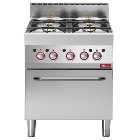 Fourneau 4 feux vifs gaz avec four gaz - Diamond - G65/4BF7-N