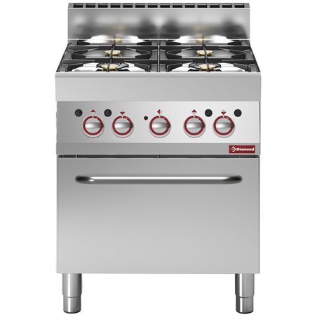 Fourneau gaz 4 feux vifs, avec four &eacute;lectrique &agrave; convection GN 1/1 - Diamond - G65/4BFEV7-230V/3-N