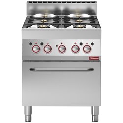Fourneau gaz 4 feux vifs, avec four &eacute;lectrique &agrave; convection GN 1/1 - Diamond - G65/4BFEV7-N