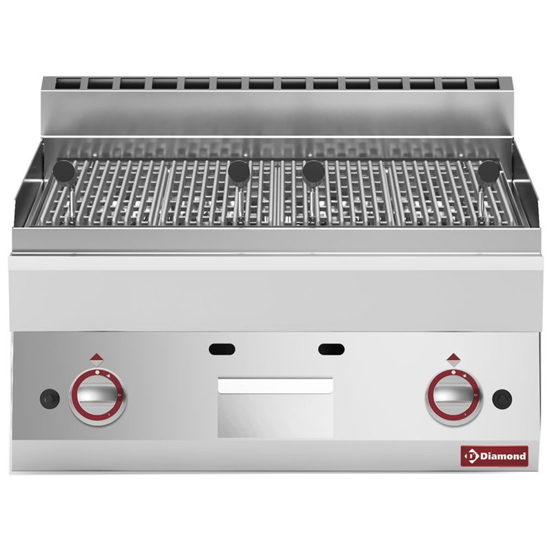 Grill pierre de lave gaz, grille de cuisson en fonte -Top- - Diamond - G65/GPL7T-N