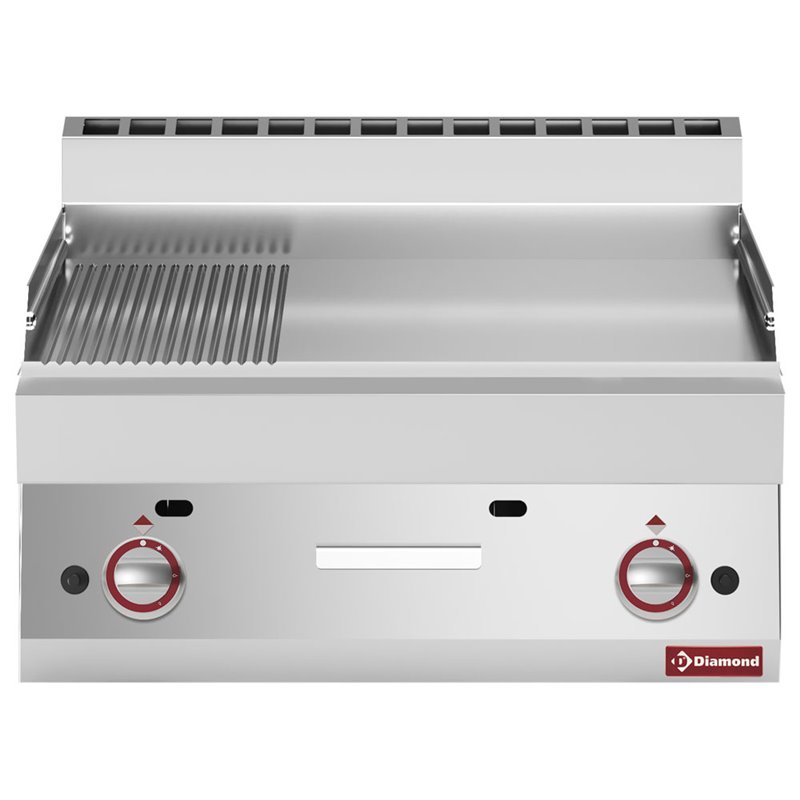 Plaque de cuisson &agrave; gaz 2/3 lisse et 1/3 rainur&eacute;e -Top- - Diamond - G65/PM7T-N