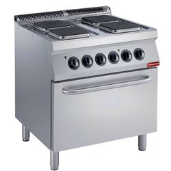 Fourneau &eacute;lectrique 4 plaques carr&eacute;es, four &eacute;lectrique GN 2/1 - Diamond - E17/4PQF8-N