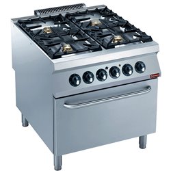 Fourneau gaz 4 feux vifs, four &eacute;lectrique GN 2/1- - Diamond - G22/4BFE8-230/3--N