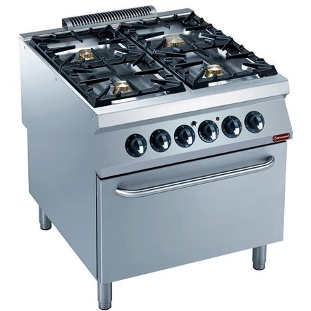 Fourneau gaz 4 feux vifs, four &eacute;lectrique GN 2/1- - Diamond - G22/4BFE8-230/3--N