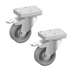 Roues en acier inox avec frein  &Oslash; 100 mm (2 pi&egrave;ces) - Diamond - A7/KRT-2F