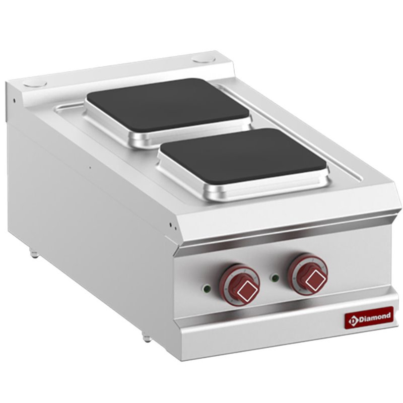 Cuisini&egrave;re &eacute;lectrique 2 plaques carr&eacute;es -Top- - Diamond - E7/2PQ4T-N