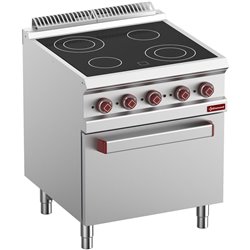 Fourneau vitroc&eacute;ramique 4 zones, four GN 2/1 et grill &eacute;lectrique - Diamond - E7/4VCF7-N