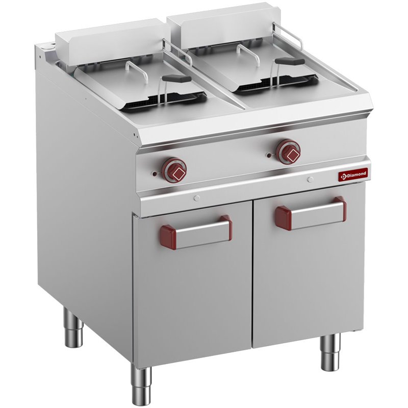 Friteuse &eacute;lectrique 2 cuves de 13 litres sur armoire - Diamond - E7/F26A7-N