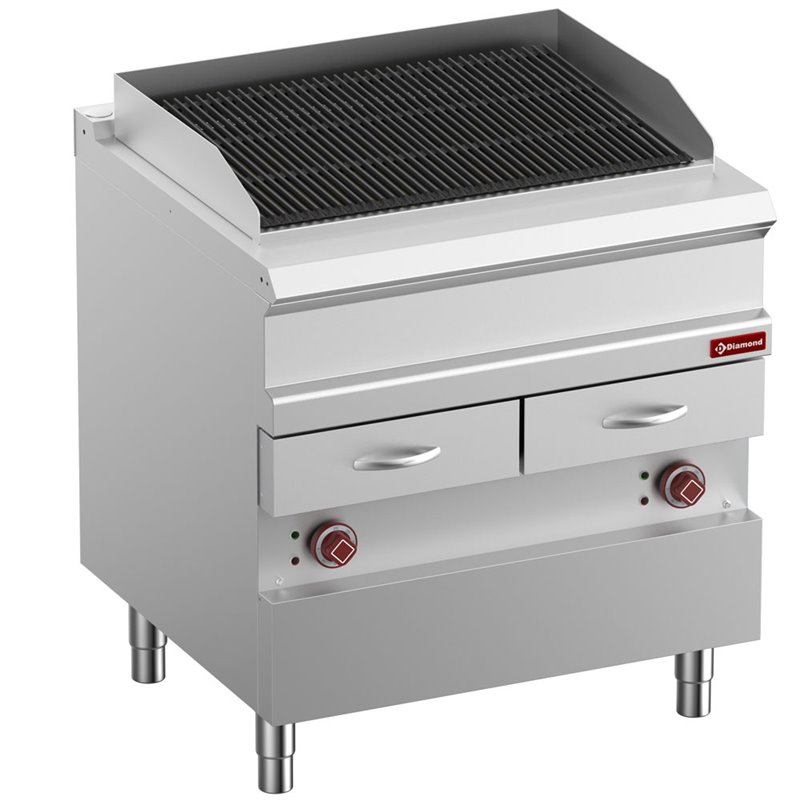 Grill Vapeur &eacute;lectrique, grille en fonte "double face", module 1/1 - Diamond - E7/GVQA8-N
