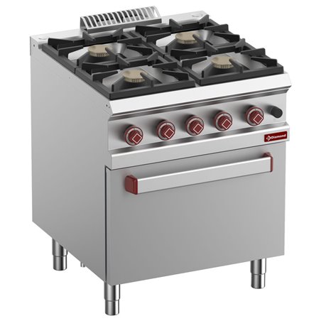 Fourneau 4 feux vif, four gaz GN 2/1 - Diamond - G7/4BF7-N