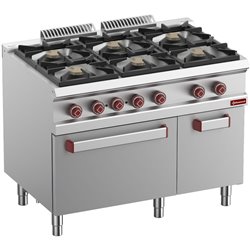 Fourneau gaz 6 feux vifs, four &eacute;lec. convection GN 1/1, armoire neutre - Diamond - G7/6BFEVA11-N