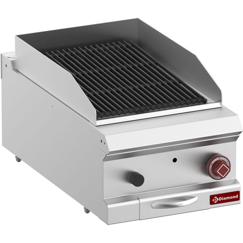 Grill pierre de lave, module 1/2, grille en fonte "double face"-Top- - Diamond - G7/GPL4T-ZN