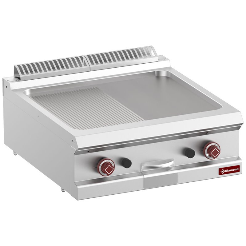 Plaque de cuisson gaz 1/2 lisse 1/2 rainur&eacute;e, module 1/1  -Top- - Diamond - G7/PM7T-N
