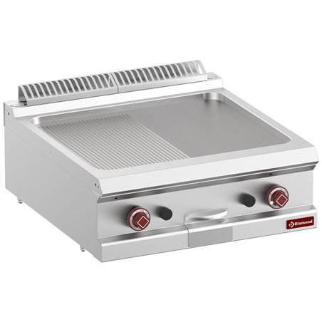 Plaque de cuisson gaz 1/2 lisse 1/2 rainur&eacute;e, module 1/1  -Top- - Diamond - G7/PM7T-N