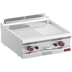 Plaque de cuisson gaz 1/2 lisse 1/2 rain. chrome dur, mod. 1/1  -Top- - Diamond - G7/PMCD7T-N