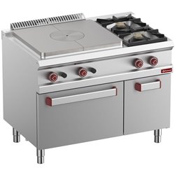 Fourneau taque coup de feu, 2 feux gaz, four GN 2/1, armoire GN1/1 - Diamond - G7/T2BFA11-N