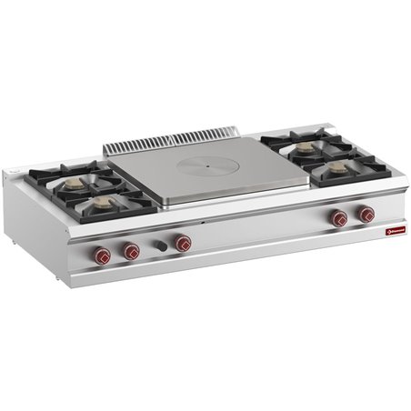 Cuisini&egrave;re 4 feux vifs, plaque coup de feu centrale gaz -Top- - Diamond - G7/T4B15T-N