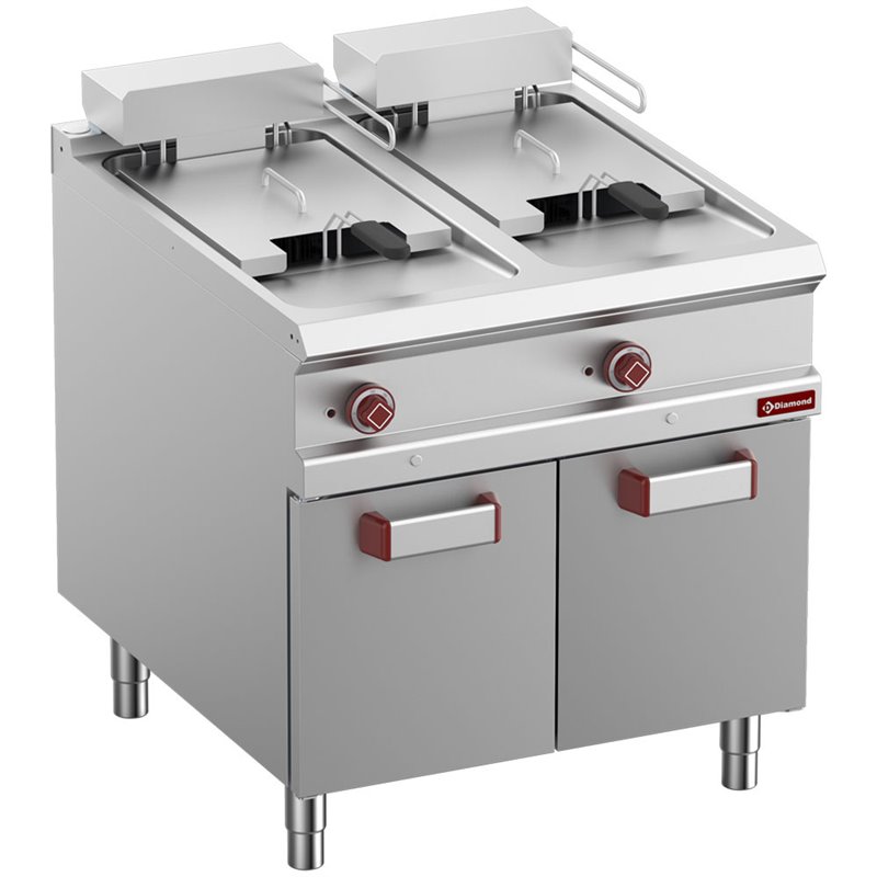 Friteuse &eacute;lectrique 2 cuves 18 lit. sur meuble ferm&eacute;e - Diamond - E9/F36A8-N