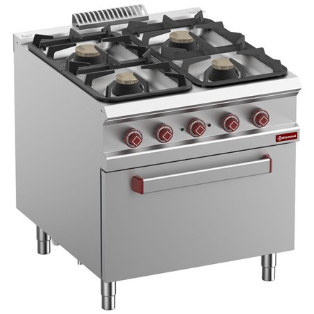 Fourneau 4 feux gaz, four &eacute;lectrique GN 2/1 - Diamond - G9/4BFE8-N