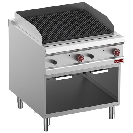 Grill pierre de lave, module 1/1, grille "2 faces" en fonte, armoire ouverte - Diamond - G9/GPLA8-ZN