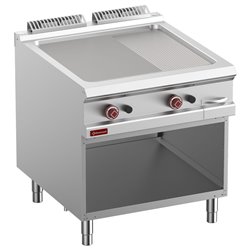 Plaque de cuisson 2/3 lisse & 1/3 rainur&eacute;e gaz module 1/1, armoire ouverte - Diamond - G9/PMA8-N