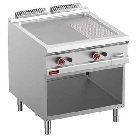 Plaque de cuisson 2/3 lisse & 1/3 rainur&eacute;e gaz module 1/1, armoire ouverte - Diamond - G9/PMA8-N