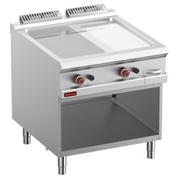 Plaque de cuisson 2/3 lisse & 1/3 rain., chrom. Mod. 1/1, armoire ouv. - Diamond - G9/PMCA8-N
