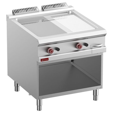 Plaque de cuisson 2/3 lisse & 1/3 rain., chrom. Mod. 1/1, armoire ouv. - Diamond - G9/PMCA8-N