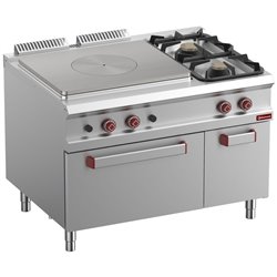 Fourneau taque coup de feu, 2 feux, four GN 2/1, armoire neutre ferm&eacute;e - Diamond - G9/T2BFA12-N