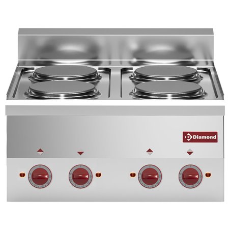Cuisini&egrave;re &eacute;lectrique 4 plaques -Top- - Diamond - E60/4P6T-N