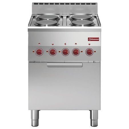 Fourneau 4 plaques et four convection &eacute;lectrique GN 2/3 - Diamond - E60/4PFV6-N