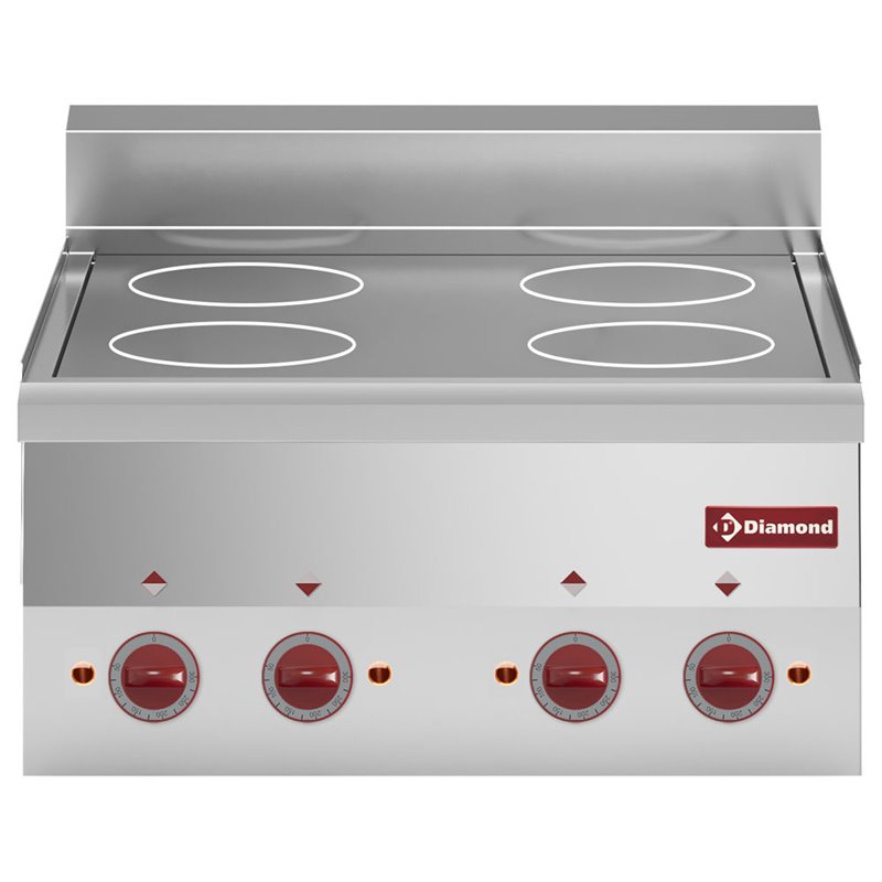 Cuisini&egrave;re vitroc&eacute;ramique 4 plaques -Top- - Diamond - E60/4VC6T-N