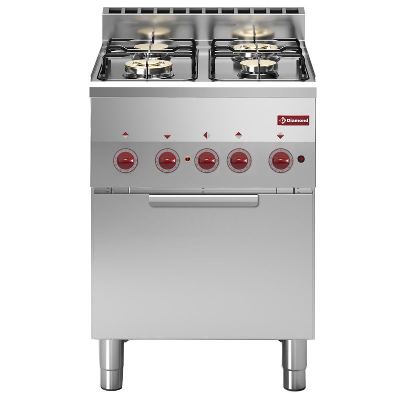 Fourneau 4 feux gaz et four convection &eacute;lectrique GN 2/3 - Diamond - G60/4BFEV6-N