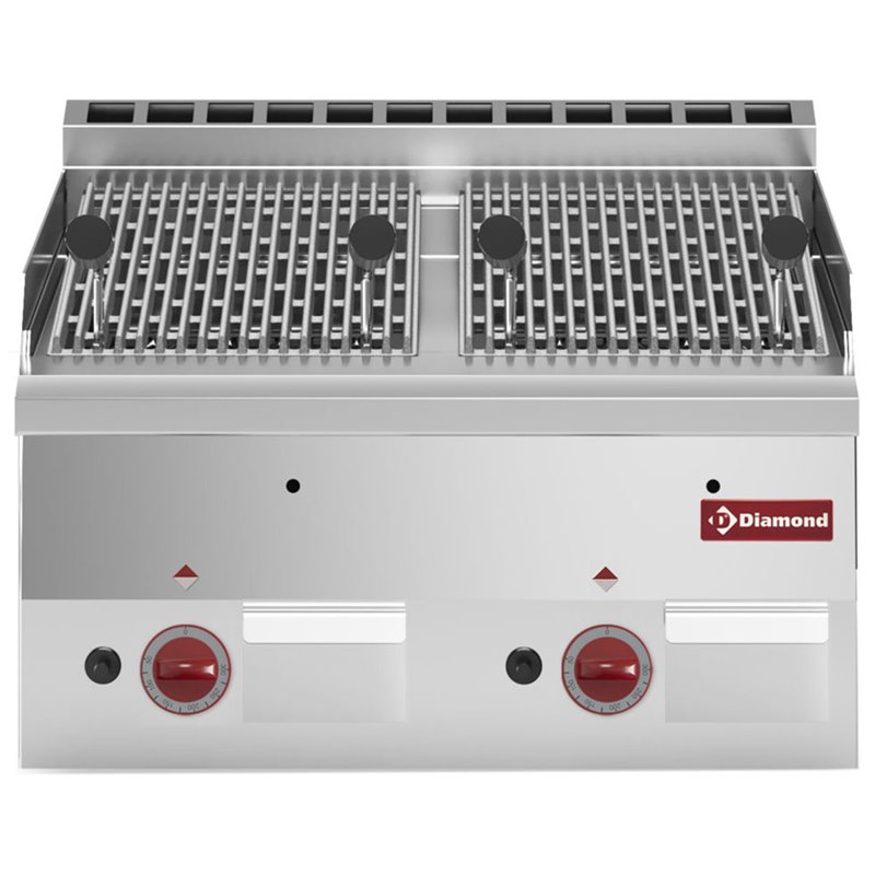 Grill pierres de lave gaz avec grille de cuisson en fonte -Top- - Diamond - G60/GPL6T-N
