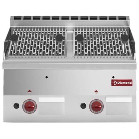 Grill pierres de lave gaz avec grille de cuisson en fonte -Top- - Diamond - G60/GPL6T-N