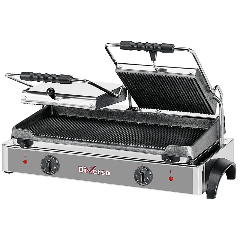 Grill panini &eacute;lectrique DOUBLE, plaques rainur&eacute;es - Diamond - WR-GR82-62