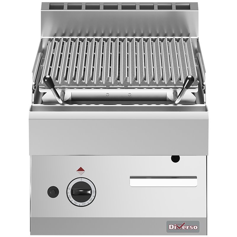 Grill pierre de lave, 1/2 module, grille en fonte "double face" - Diamond - WR-PLX1-40