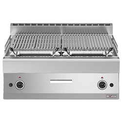 Grill pierre de lave, 1/1 module, grille en fonte "double face" - Diamond - WR-PLX2-80