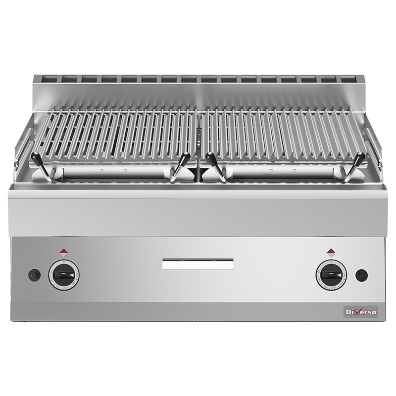 Grill pierre de lave, 1/1 module, grille en fonte "double face" - Diamond - WR-PLX2-80