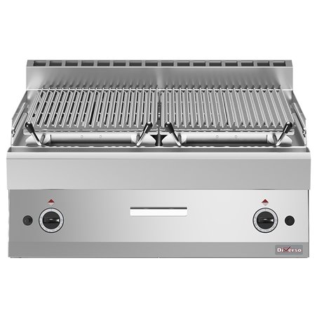 Grill pierre de lave, 1/1 module, grille en fonte "double face" - Diamond - WR-PLX2-80