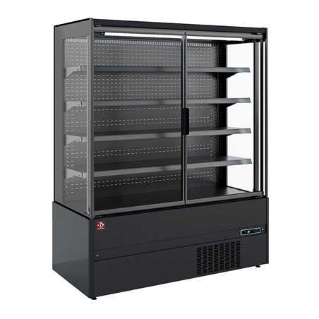 Meuble mural r&eacute;frig&eacute;r&eacute;, libre-service, portes battantes - FULL BLACK - Diamond - LML20-F5
