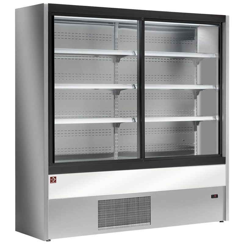 Murale r&eacute;frig&eacute;r&eacute;, ventil&eacute;, avec portes coulissantes en verres - GRIS/BLANC - Diamond - PD12/A7-R2C