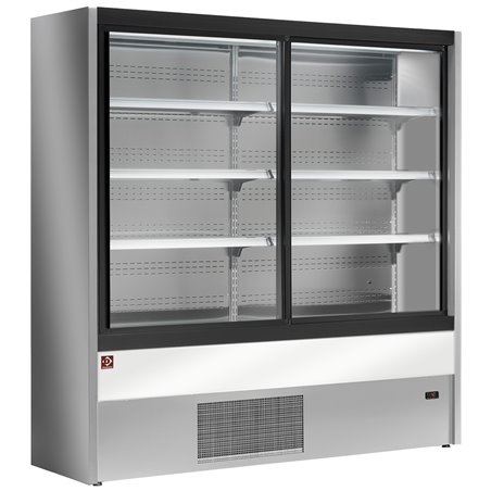 Murale r&eacute;frig&eacute;r&eacute;, ventil&eacute;, avec portes coulissantes en verres - GRIS/BLANC - Diamond - PD12/A7-R2C