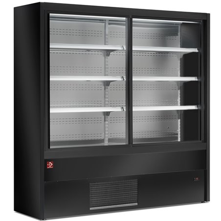 Murale r&eacute;frig&eacute;r&eacute;, ventil&eacute;, avec portes coulissantes en verres - NOIR - Diamond - PD20/B5-R2C