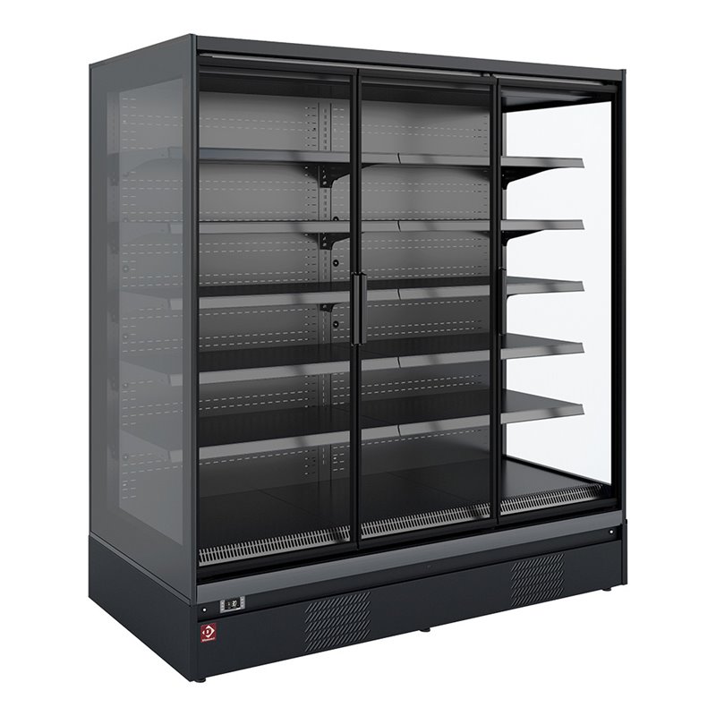 Meuble mural r&eacute;frig&eacute;r&eacute;, libre-service, portes battantes - FULL BLACK - Diamond - RNP13-U5