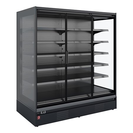 Meuble mural r&eacute;frig&eacute;r&eacute;, libre-service, portes battantes - FULL BLACK - Diamond - RNP20-U5